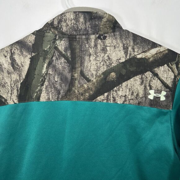 Under Armour 1/4 Zip Pullover Jacket Womens Size Large Teal Camo Colorblock - Picture 11 of 12
